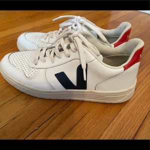 Veja v-10 - red and navy sneakers